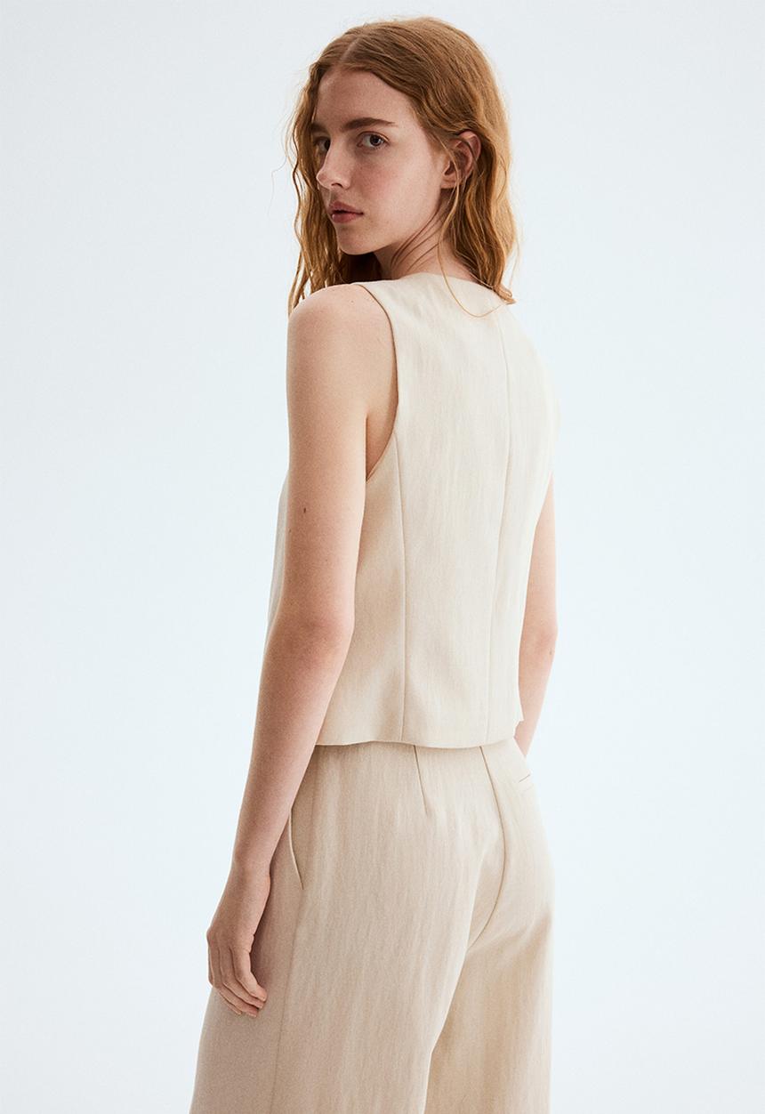 H&M - Waistcoat - light beige