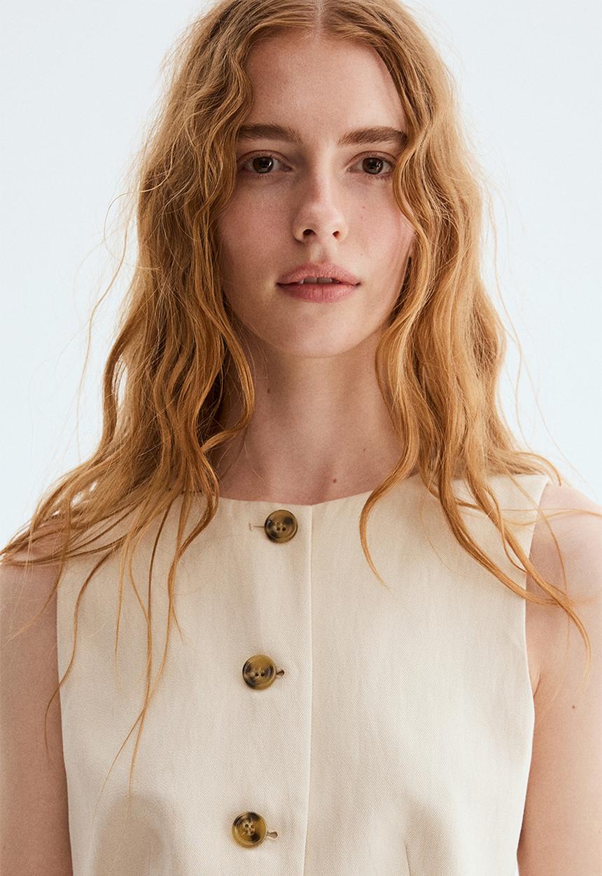 H&M - Waistcoat - light beige