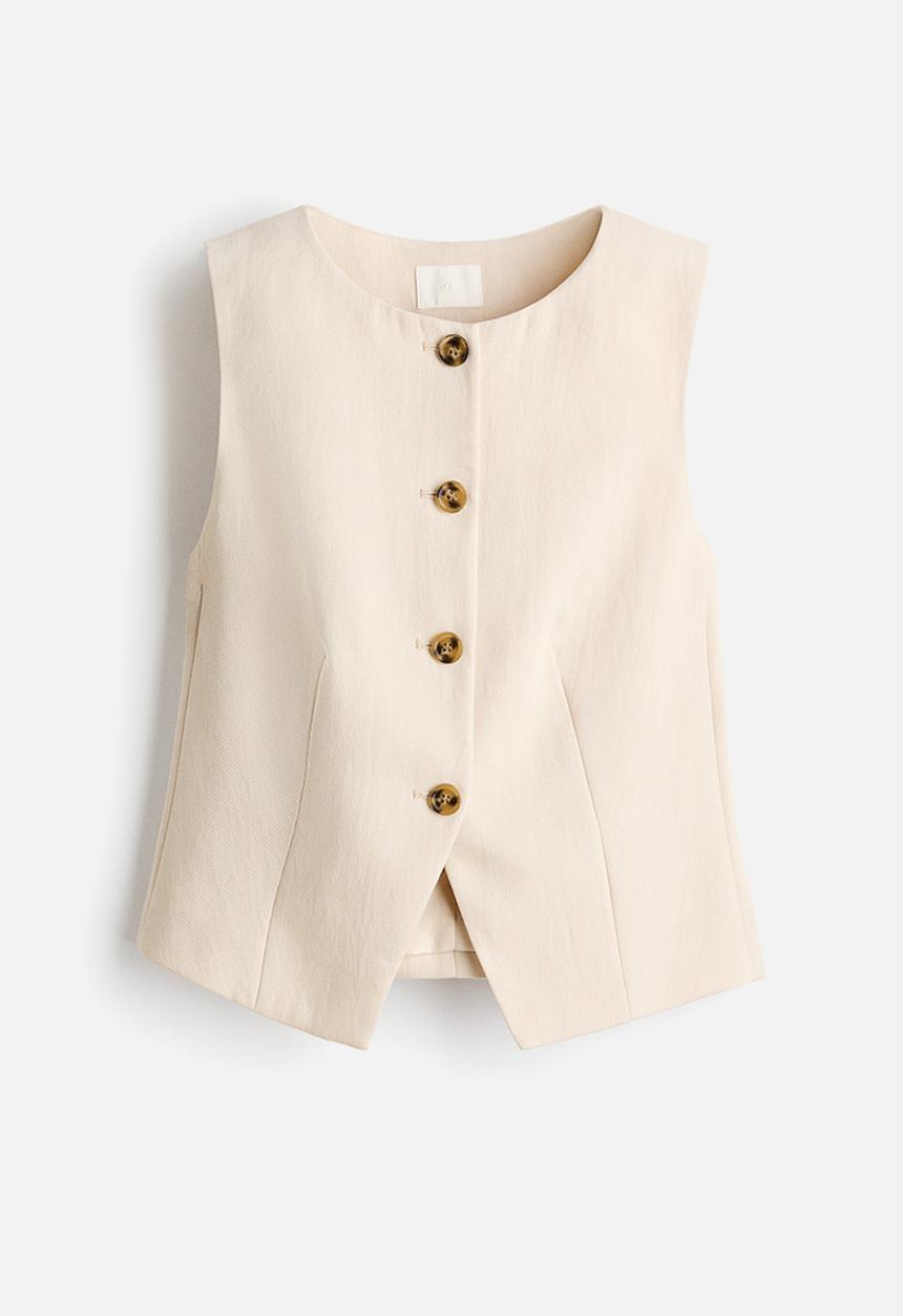 H&M - Waistcoat - light beige