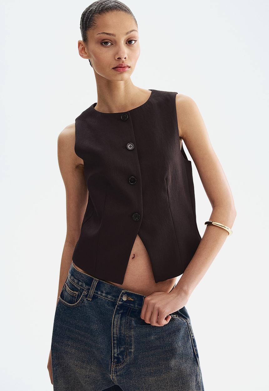 H&M - Waistcoat - dark brown