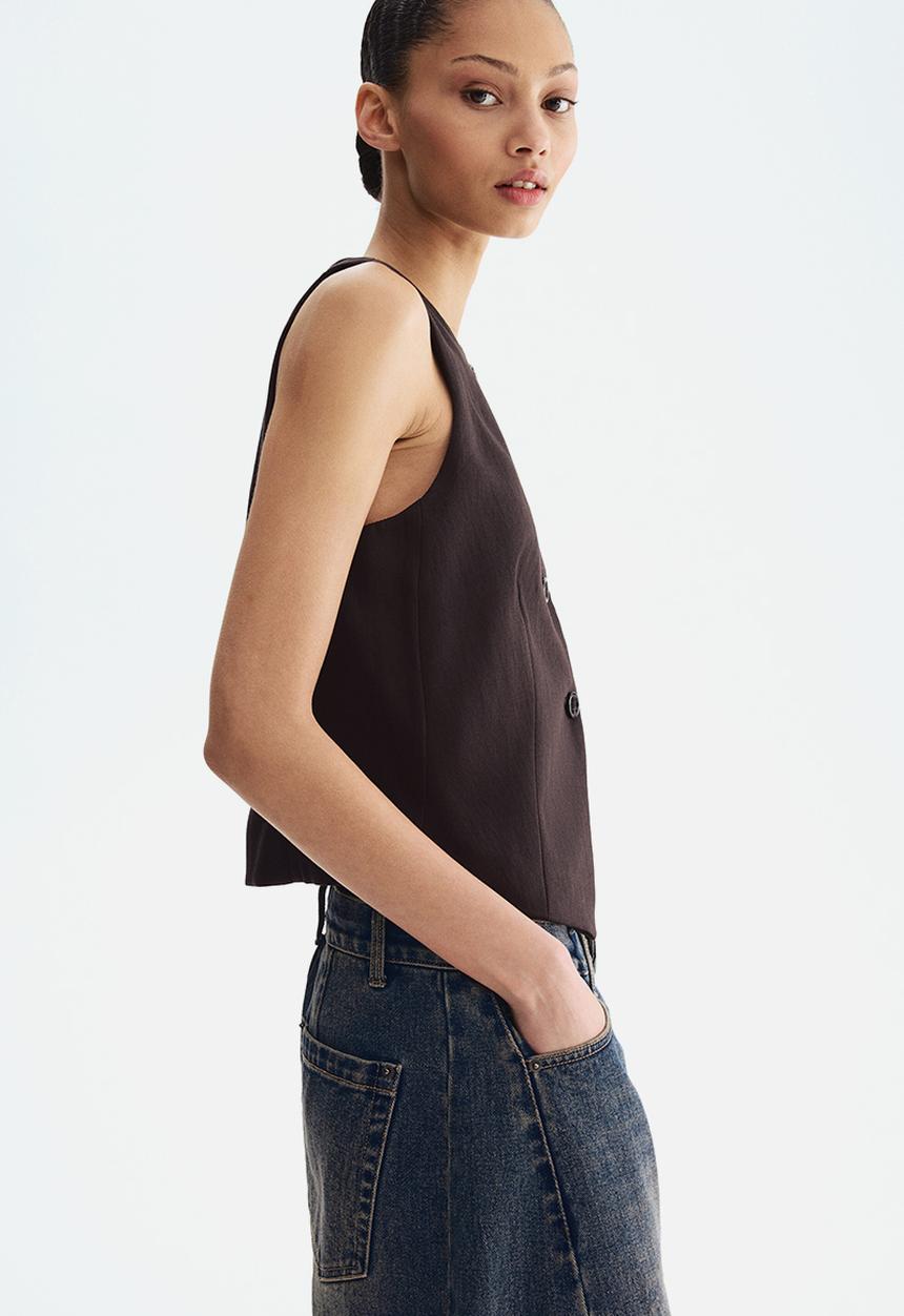 H&M - Waistcoat - dark brown