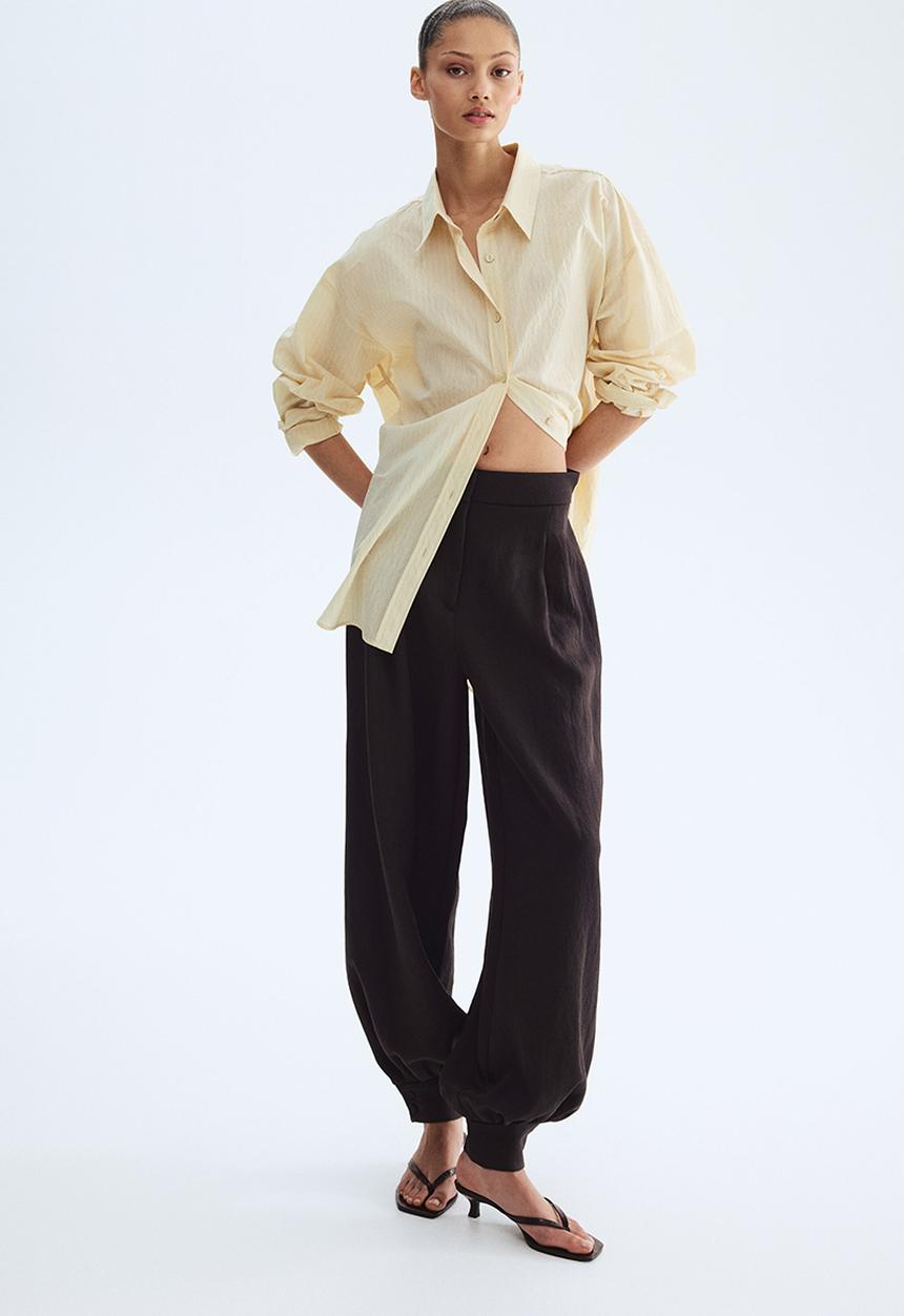 H&M - Balloon-leg twill trousers - dark brown