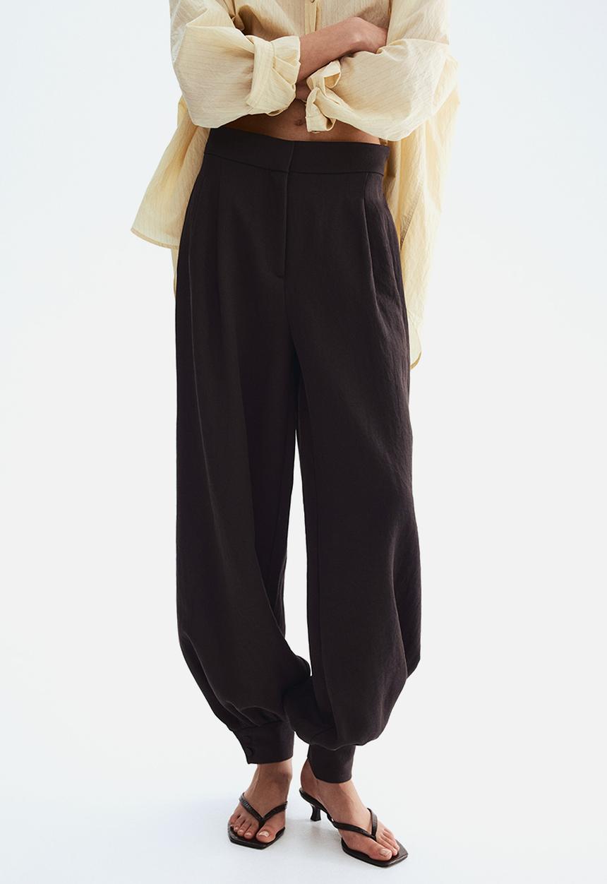 H&M - Balloon-leg twill trousers - dark brown