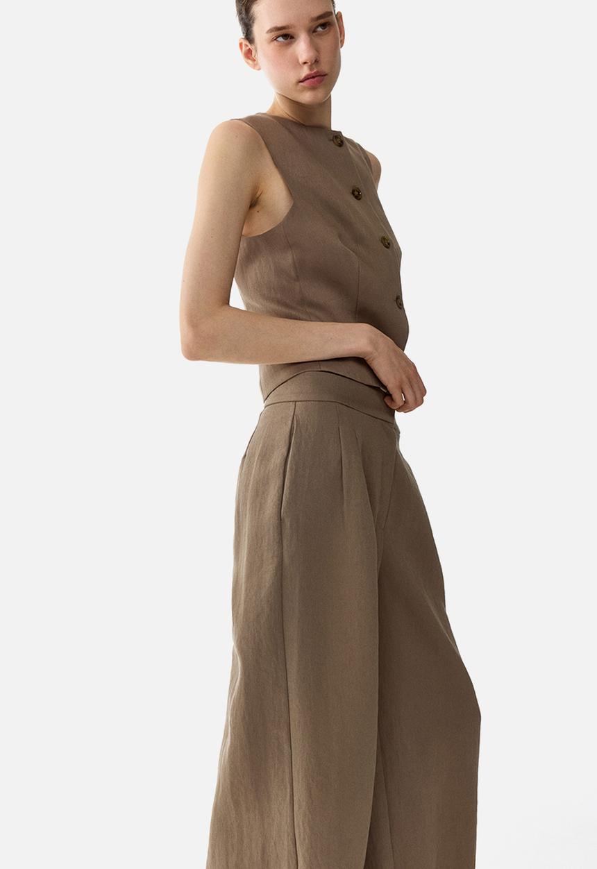 H&M - Balloon-leg twill trousers - dark beige