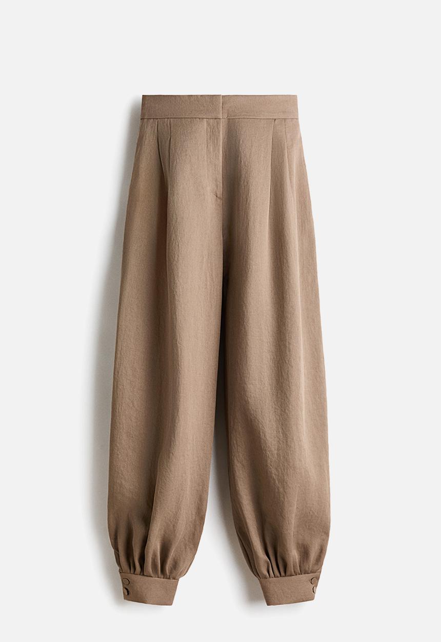 H&M - Balloon-leg twill trousers - dark beige
