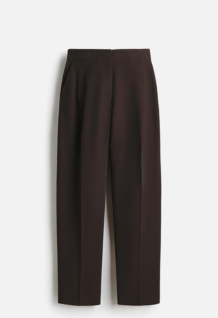 H&M - Barrel-leg twill trousers - dark brown