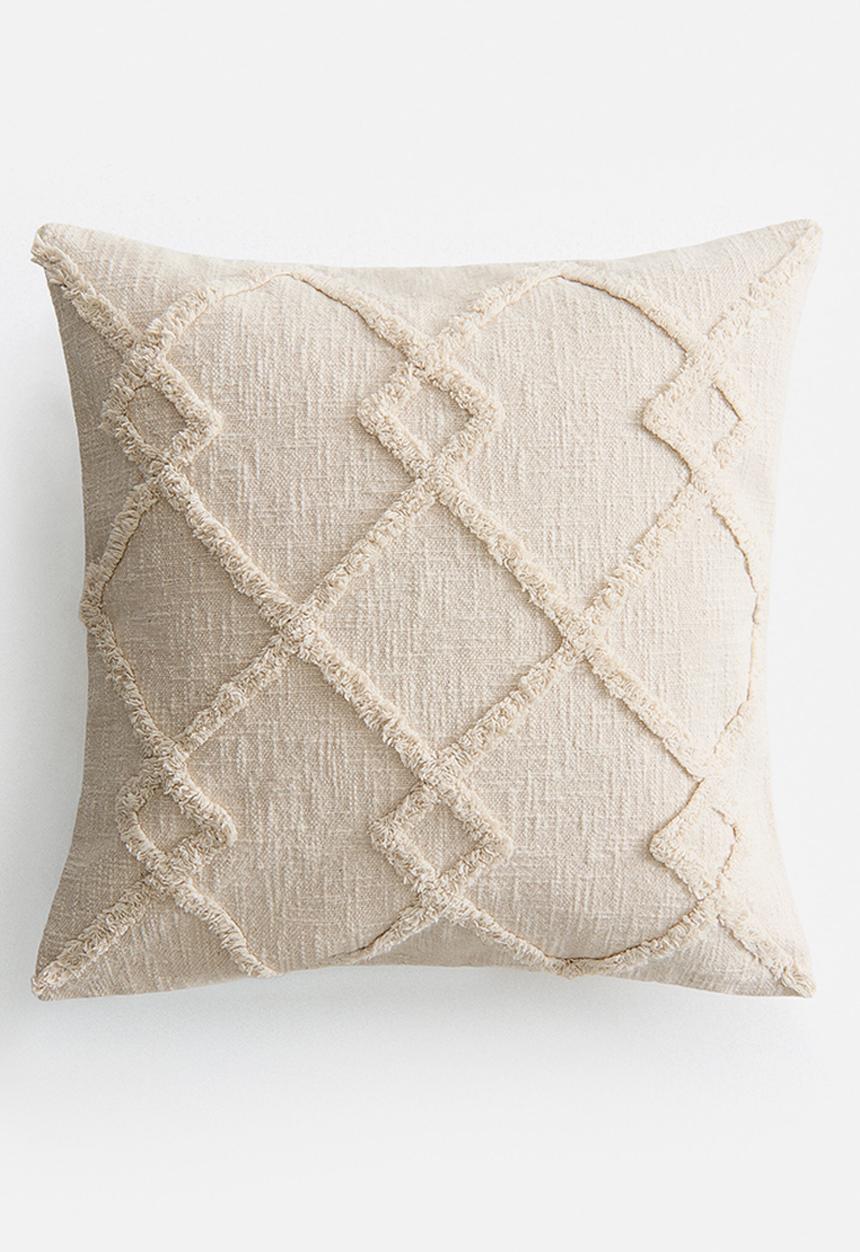H&M - Tufted cotton cushion cover - light beige