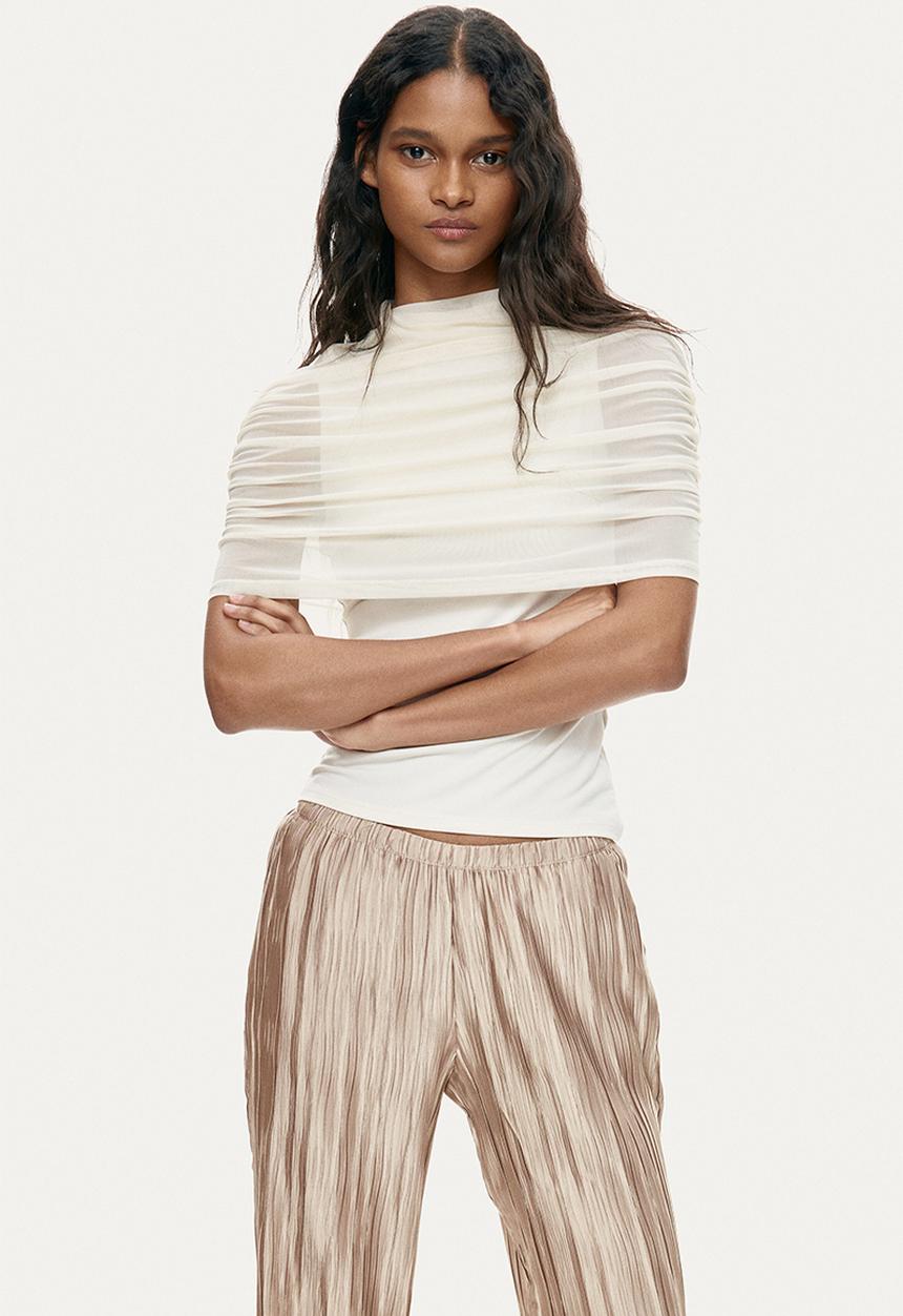 H&M - Crinkled trousers - beige