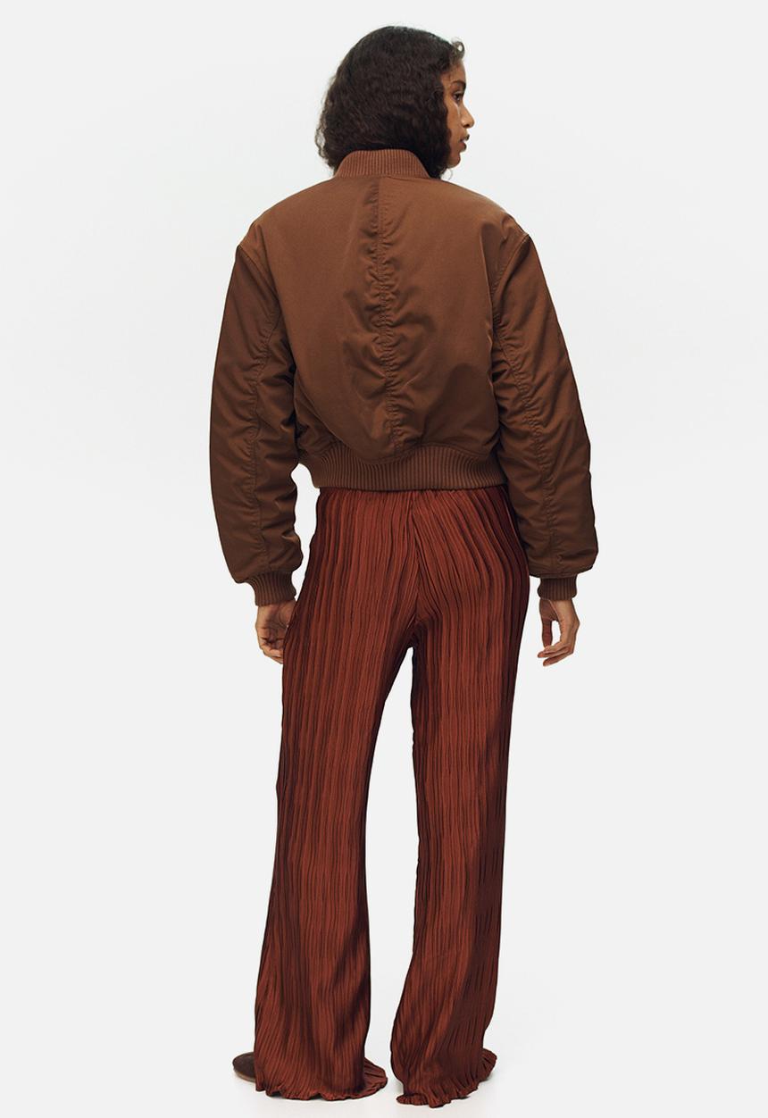 H&M - Crinkled trousers - dark red