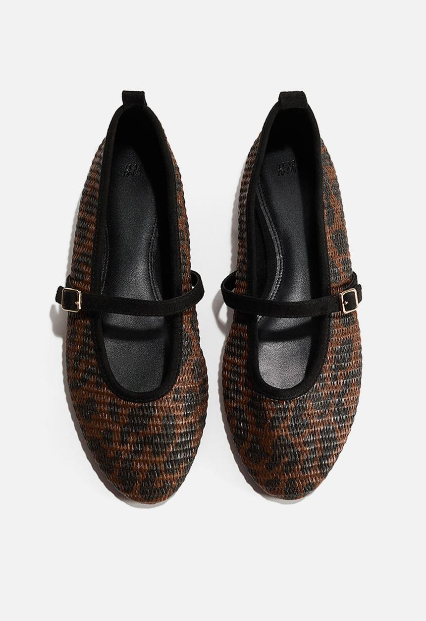 H&M - Straw mary janes - dark brown/leopard print