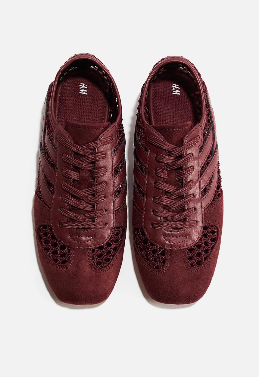 H&M - Crochet-look trainers - burgundy