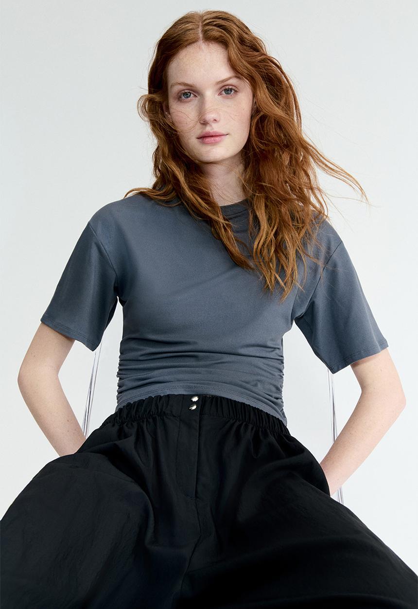 H&M - Ruched t-shirt - grey