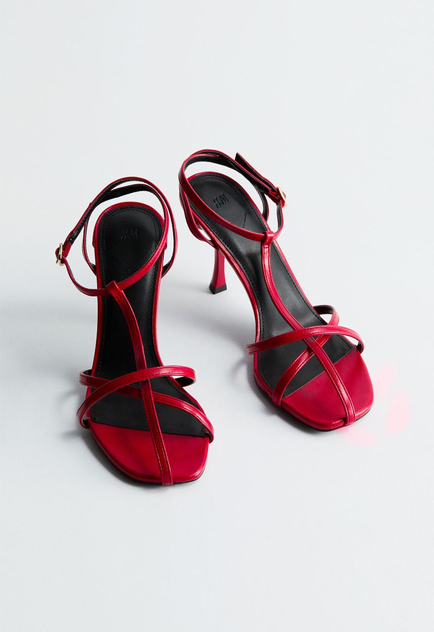 H&M - Heeled strappy sandals - bright red