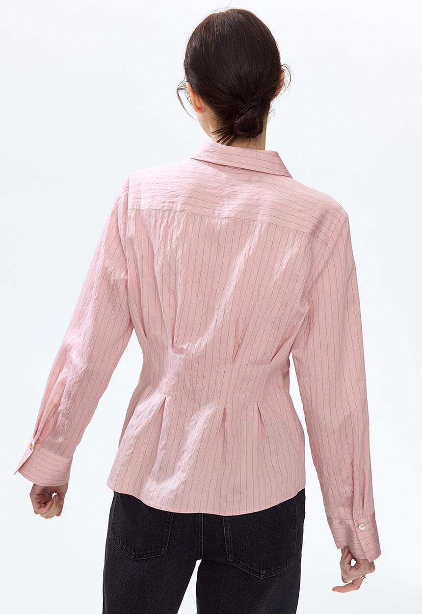 H&M - Waisted shirt - dusty pink/striped