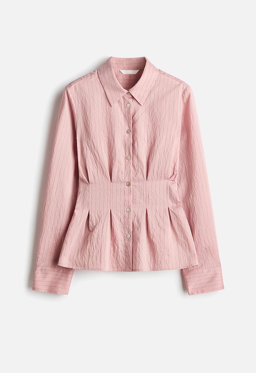 H&M - Waisted shirt - dusty pink/striped