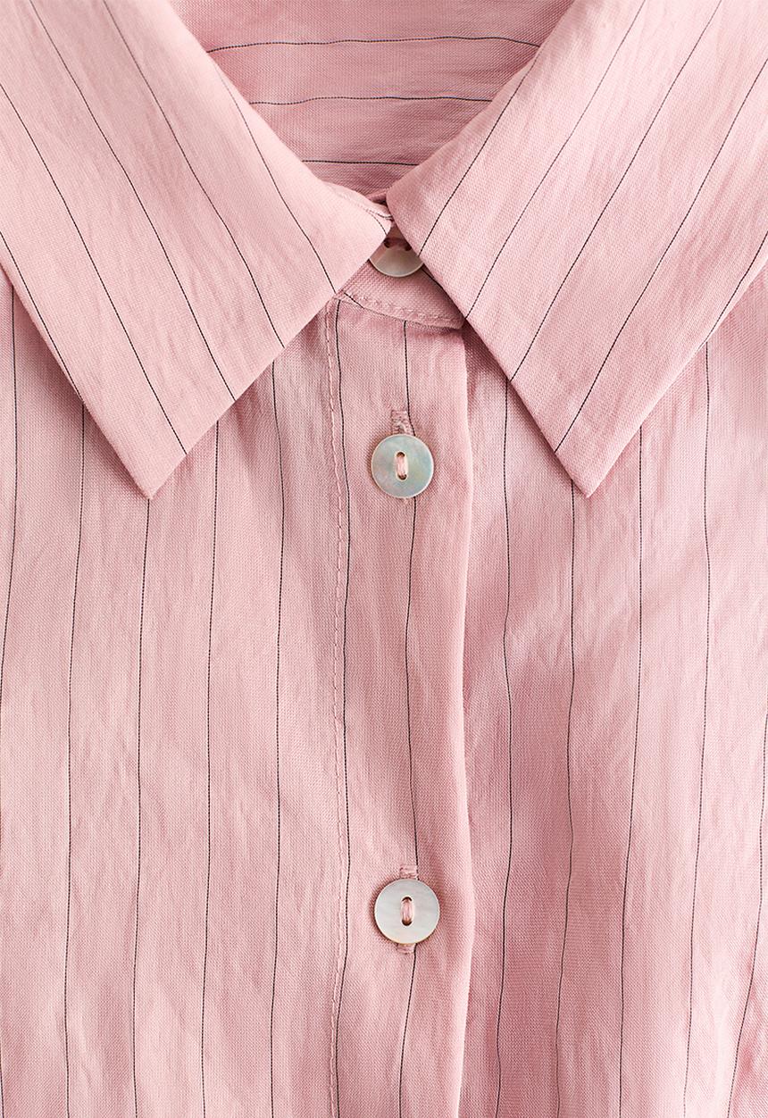 H&M - Waisted shirt - dusty pink/striped