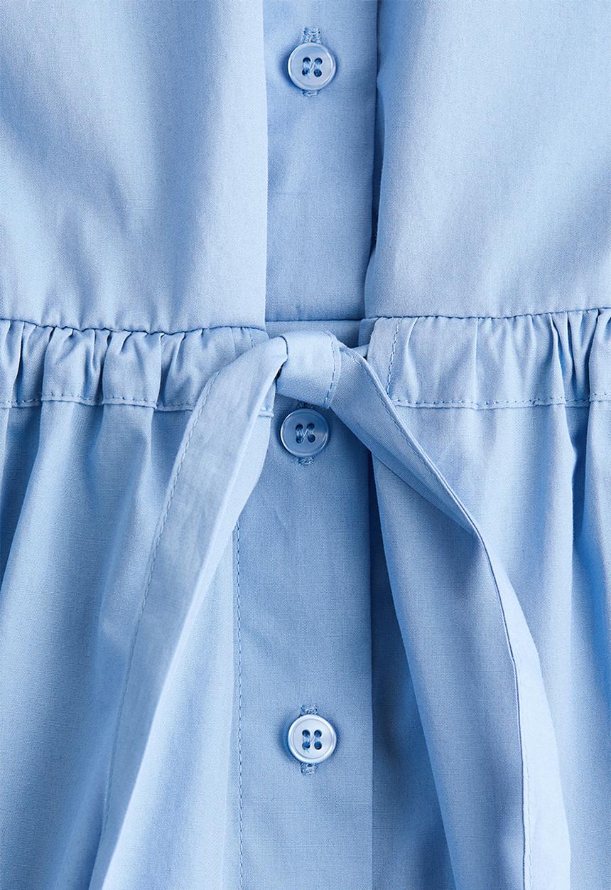 H&M - Drawstring-detail poplin shirt dress - light blue