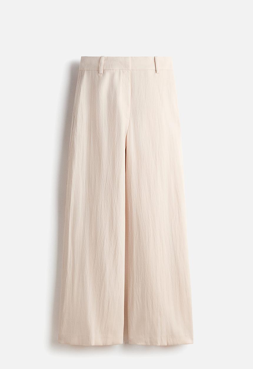 H&M - Wide linen-blend trousers - light beige
