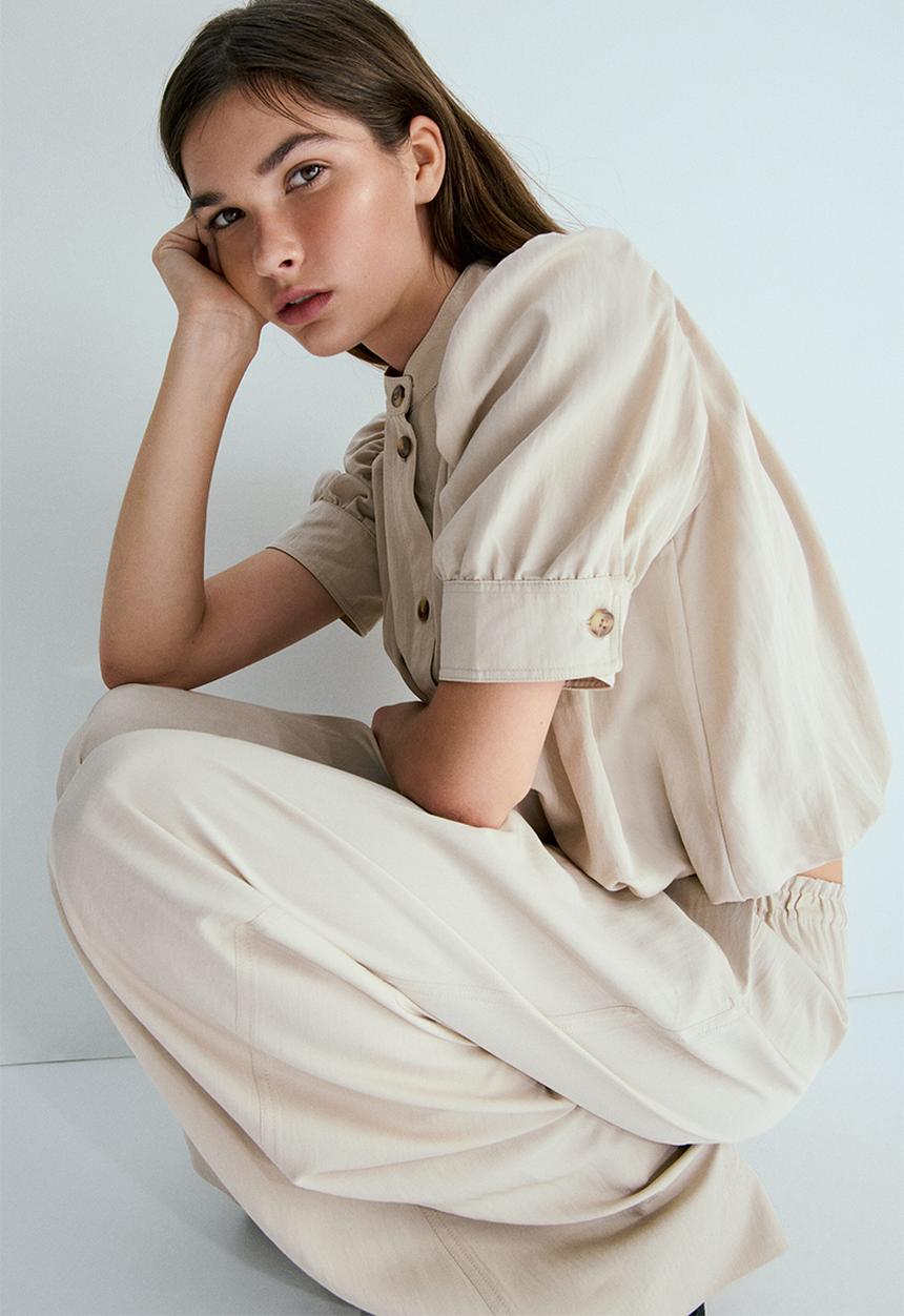 H&M - Twill pull-on trousers - light beige