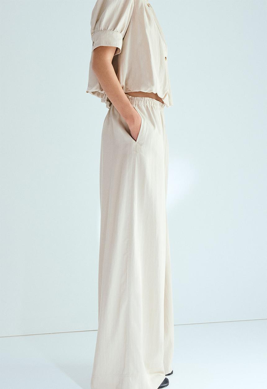 H&M - Twill pull-on trousers - light beige