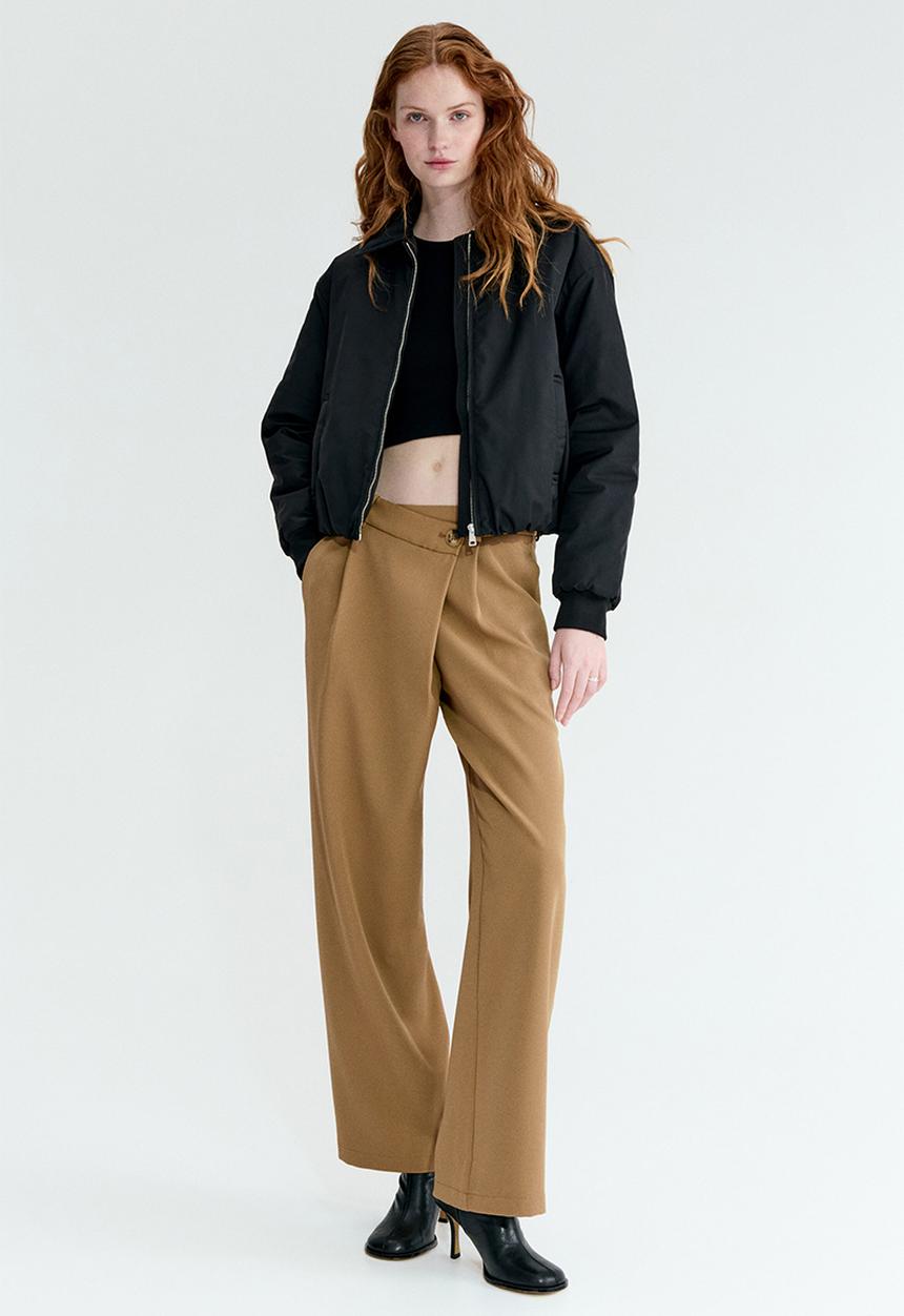 H&M - Wrapover tailored trousers - dark beige