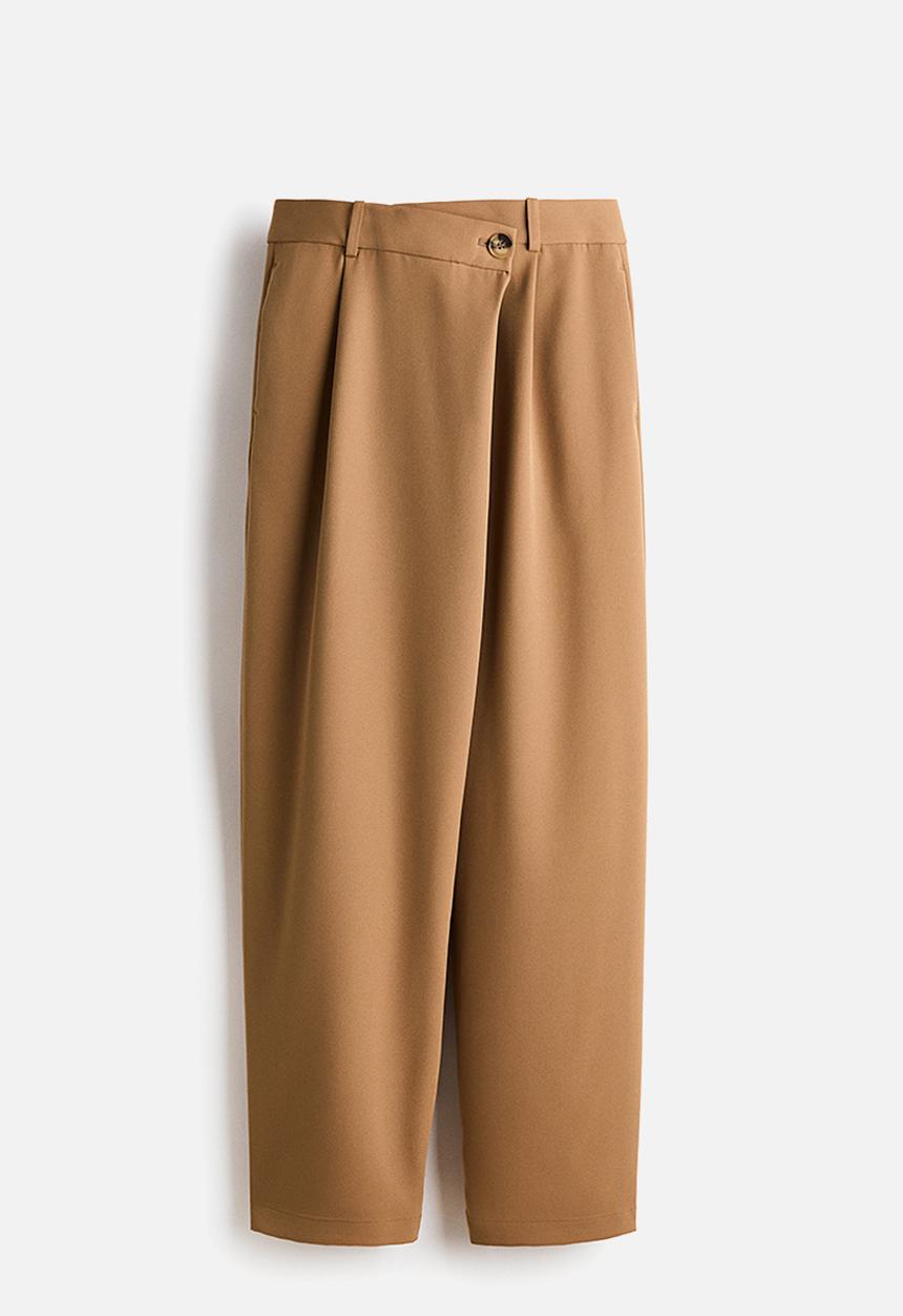 H&M - Wrapover tailored trousers - dark beige