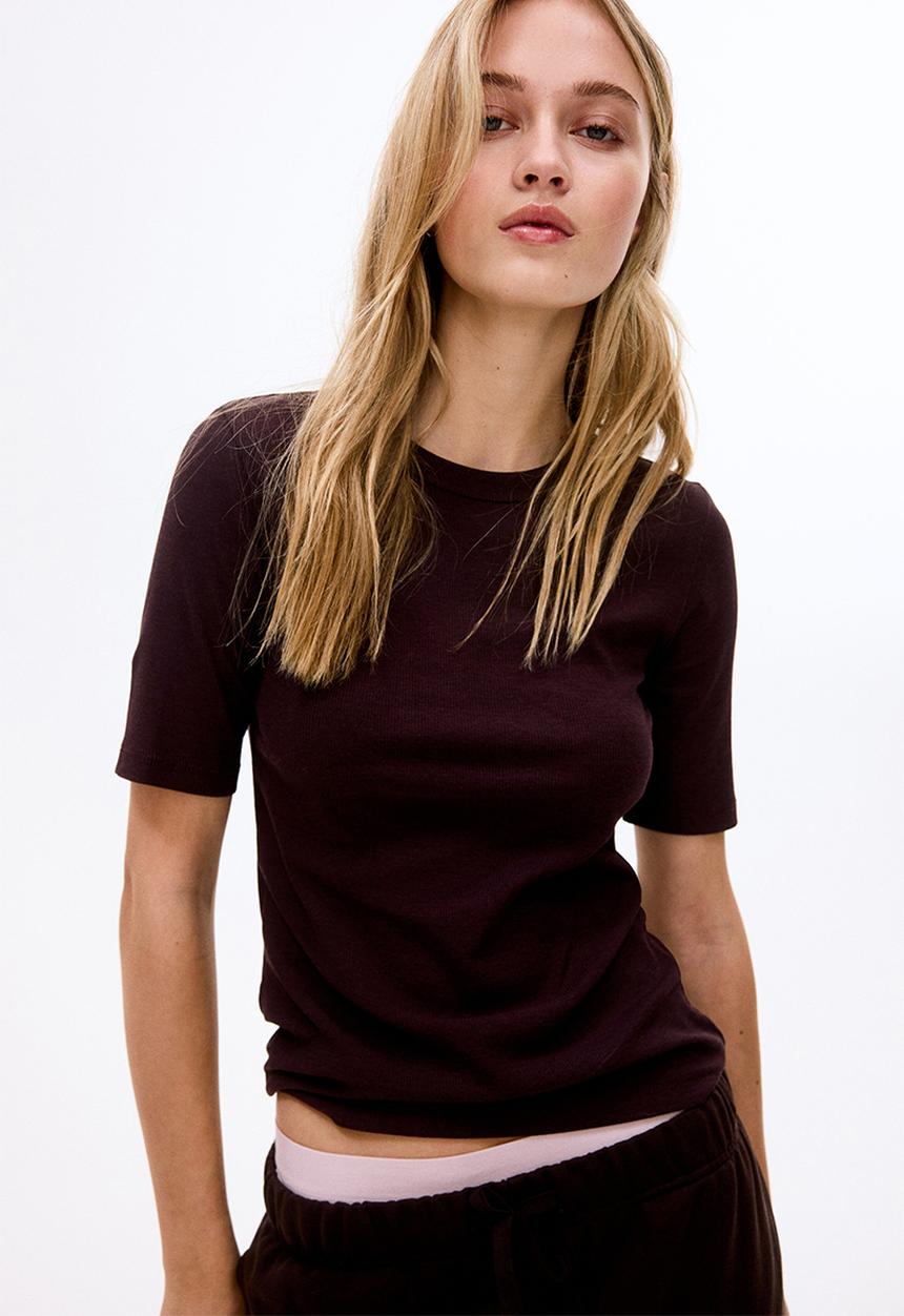 H&M - Ribbed T-shirt - dark brown