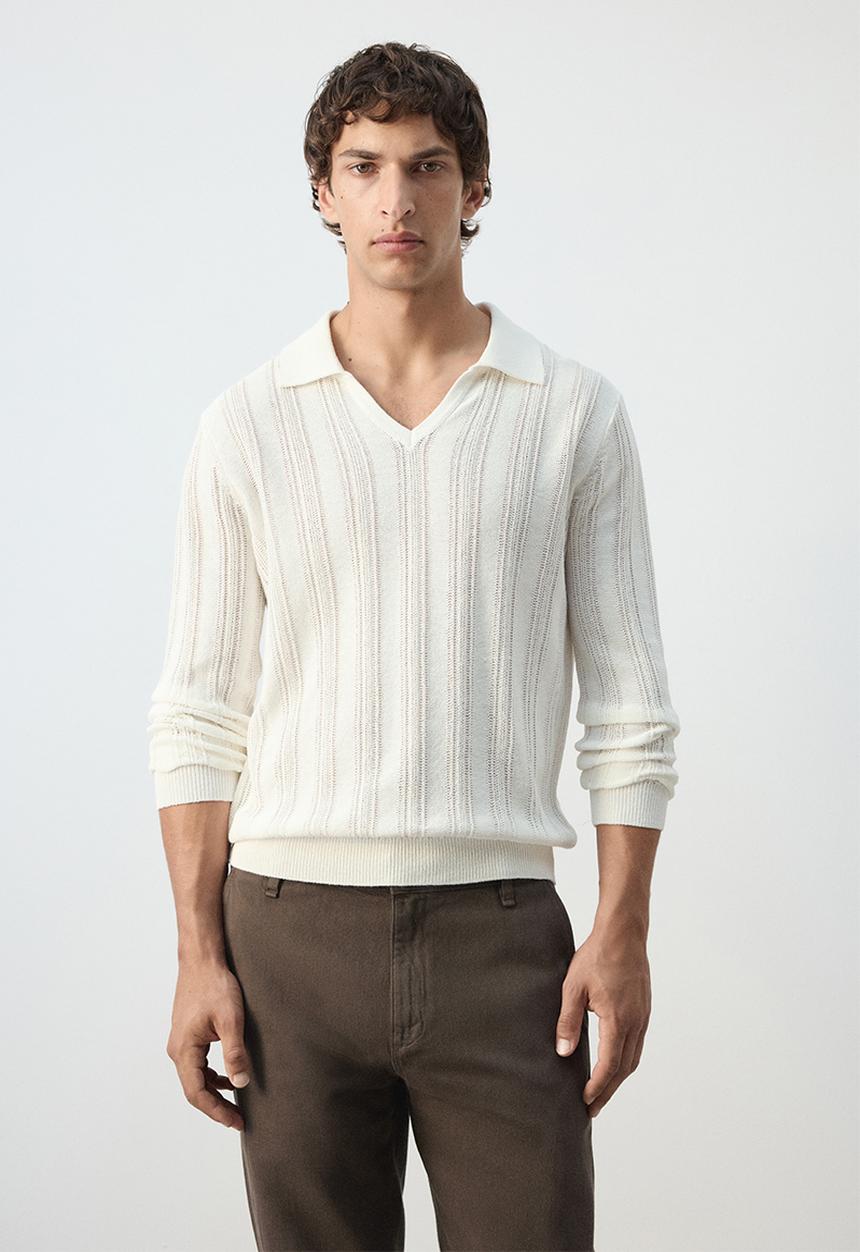 MANGO - Poloshirt Tierra - Offwhite
