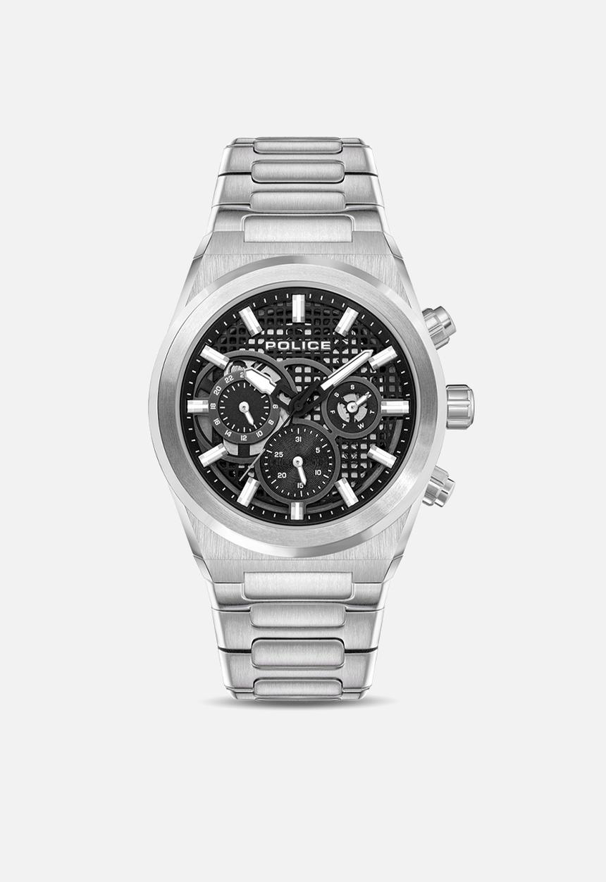 Police - Steel Case Black Dial Steel Bracelet Strap - Black & Silver