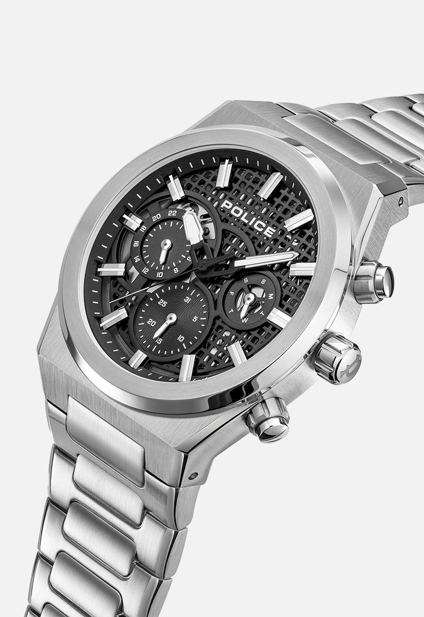 Police - Steel Case Black Dial Steel Bracelet Strap - Black & Silver