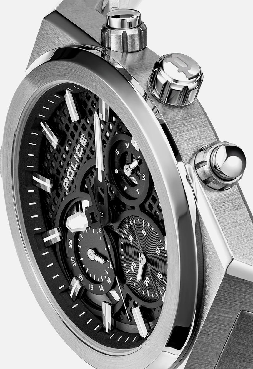 Police - Steel Case Black Dial Steel Bracelet Strap - Black & Silver