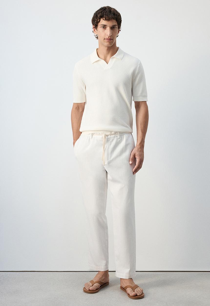 MANGO - Trousers Onix - Offwhite