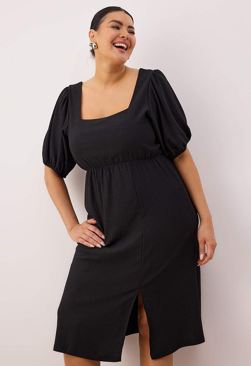 Trendyol - Plus slit knitted dress - black