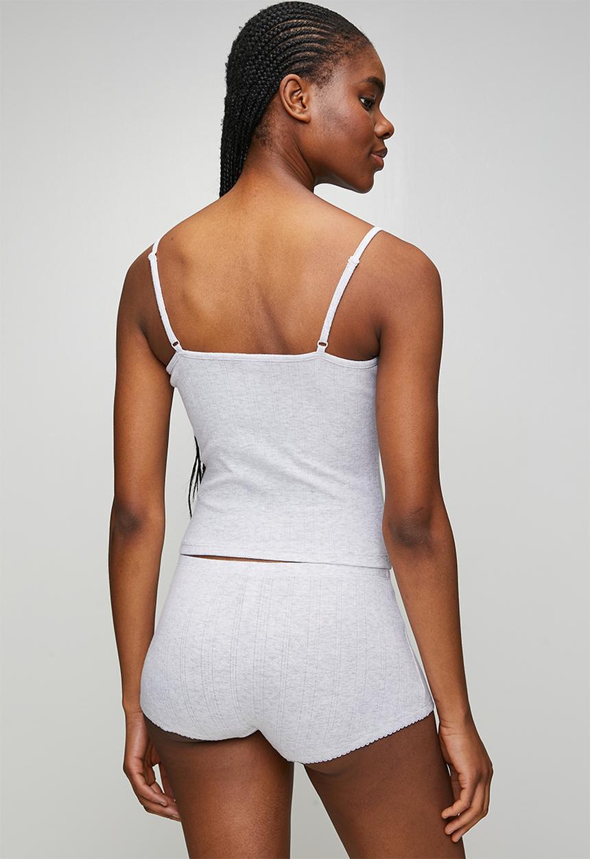 Cotton On - Dreamy Soft Pointelle Cami & Micro Short Set - Light Grey Marle