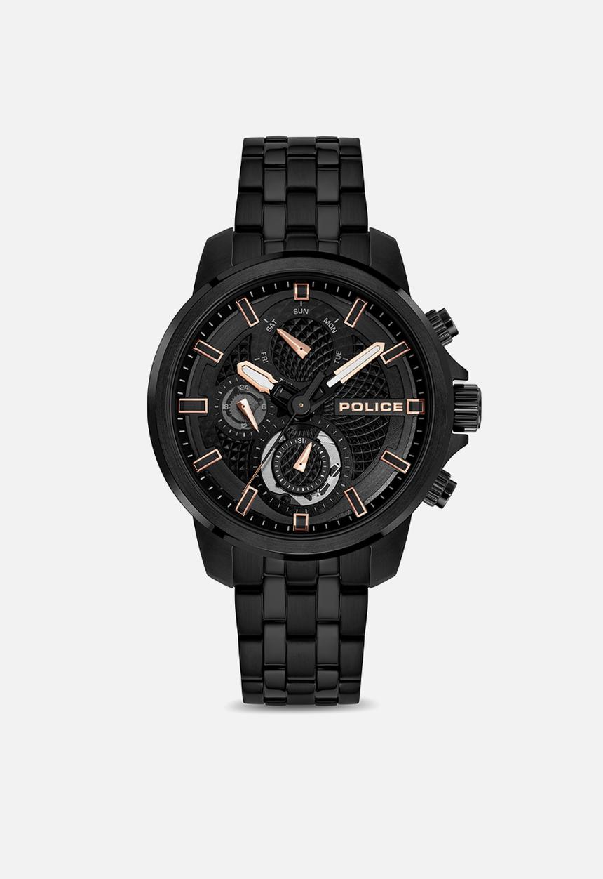Police - IP Case Black Dial Black IP Steel Bracelet Starp  - Black