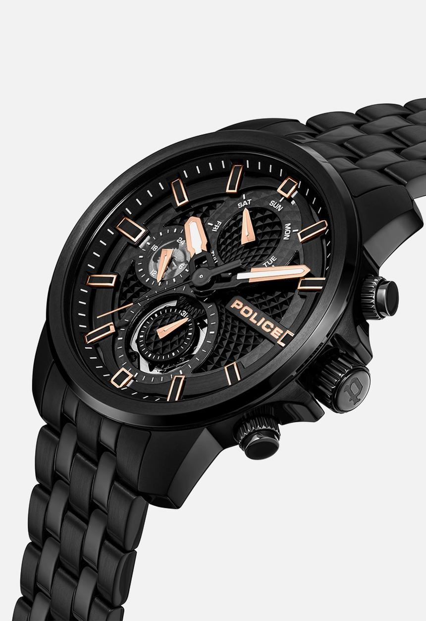 Police - IP Case Black Dial Black IP Steel Bracelet Starp  - Black
