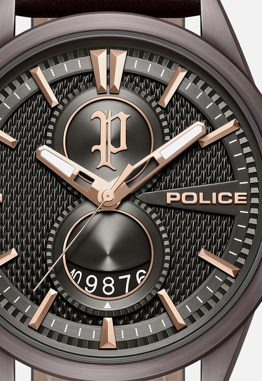 Police - IP Brown Case Gun Dial Brown Leather Strap - Brown