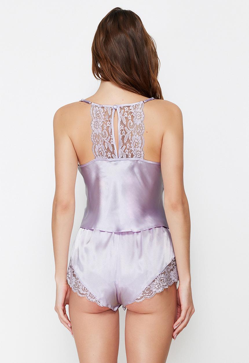 Trendyol - Lace rope pajamas set - lilac