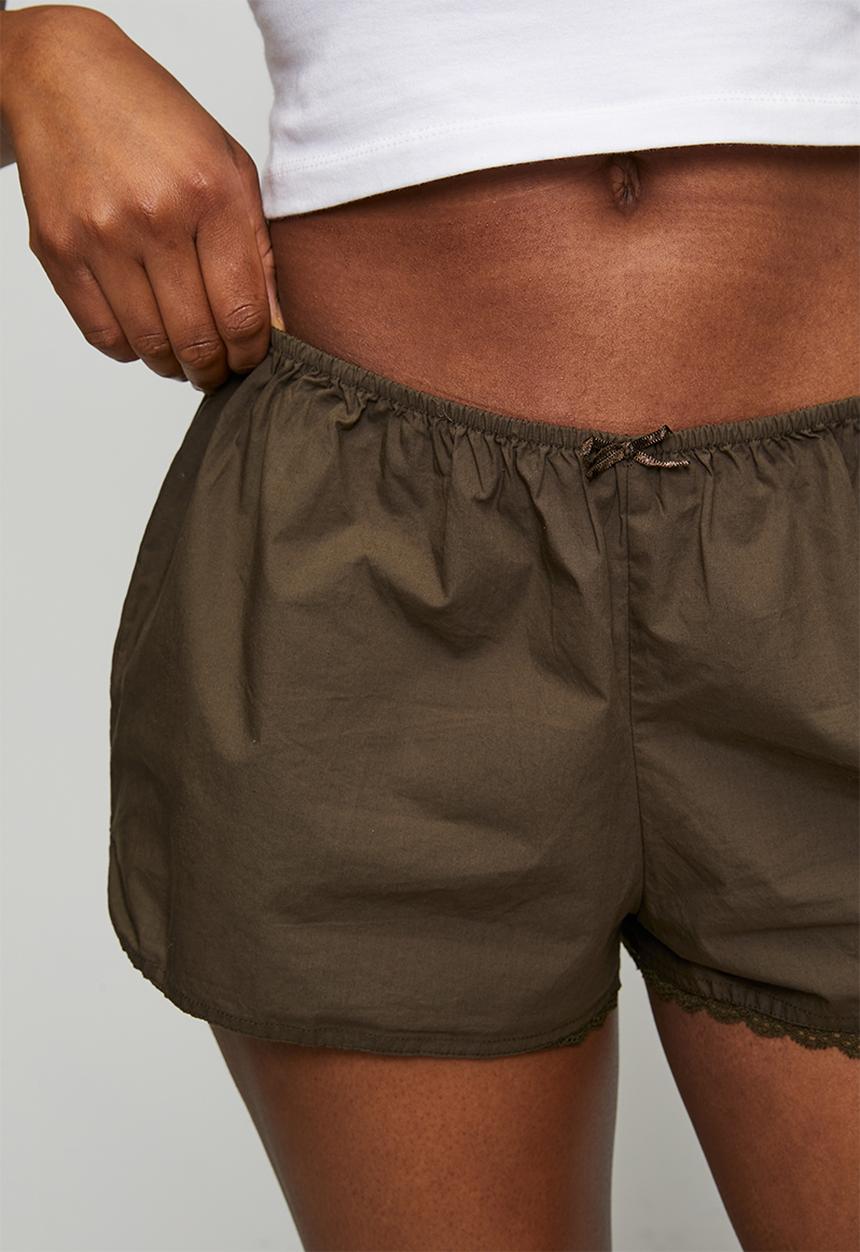 Cotton On - Cotton Soft Relaxed Lace Short - Toffee Bean