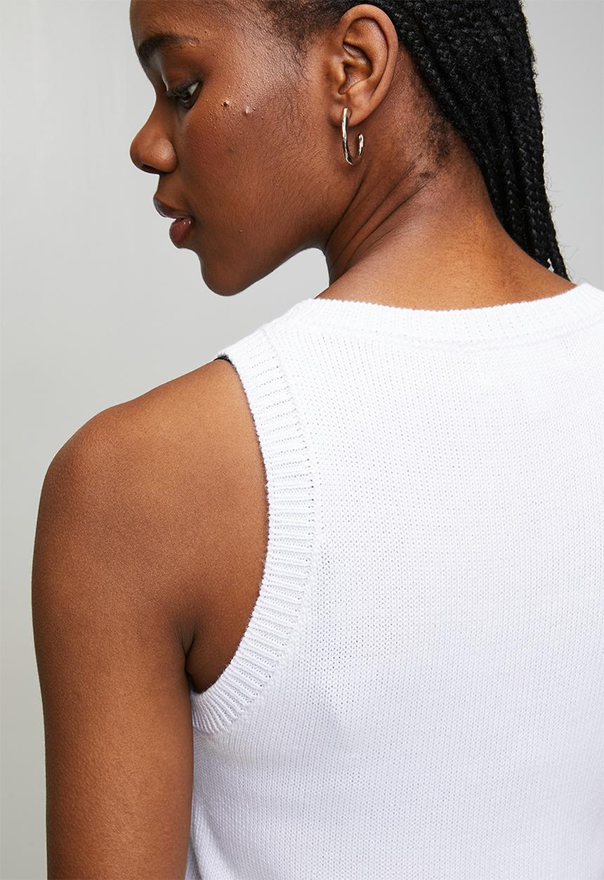 Stella Morgan - S/Less Crew Neck With Scoop Knitwear Top - White