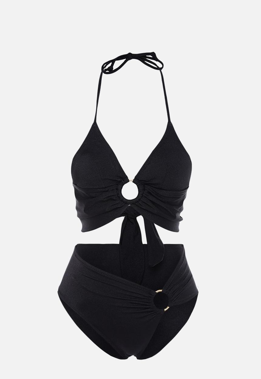 Trendyol - Accessory bralette bikini set - black