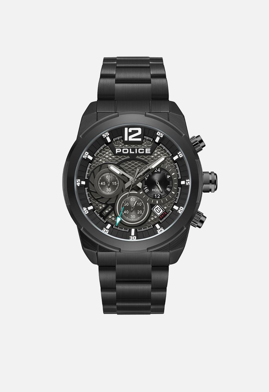 Police - IP Black Case Black Dial Black Steel Strap - Black