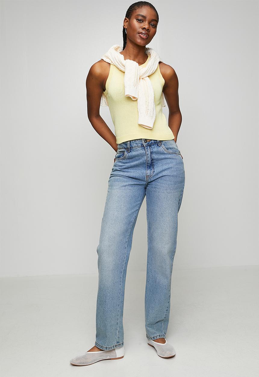 Stella Morgan - S/Less Crew Neck With Scoop Knitwear Top - Lemon