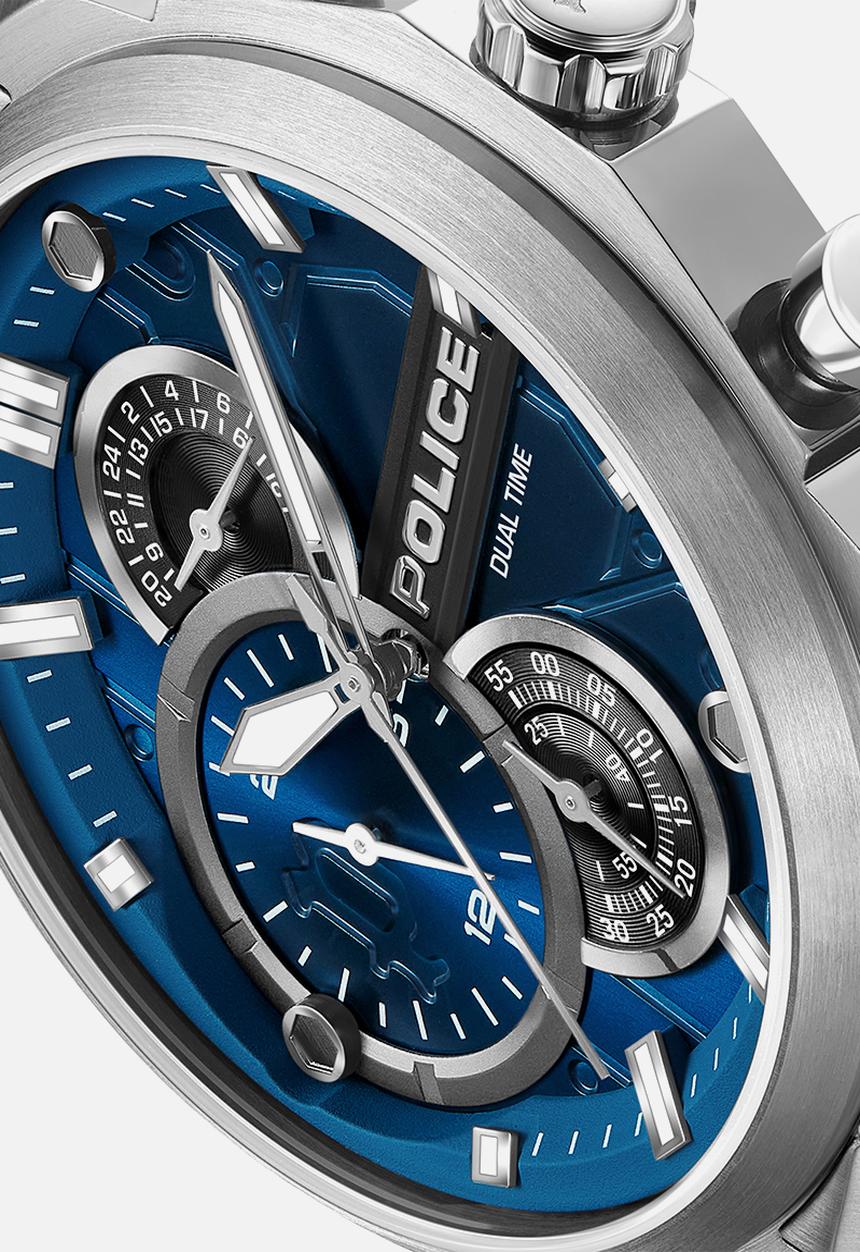 Police - Steel Case Blue Dial Steel Bracelet Strap - Blue & Silver