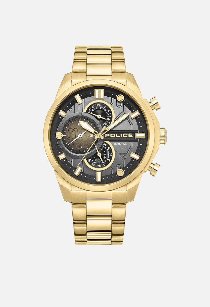 Police - IP Gold Case Black Dial IP Gold Bracelet Strap - Gold