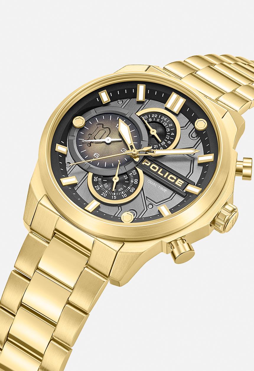 Police - IP Gold Case Black Dial IP Gold Bracelet Strap - Gold