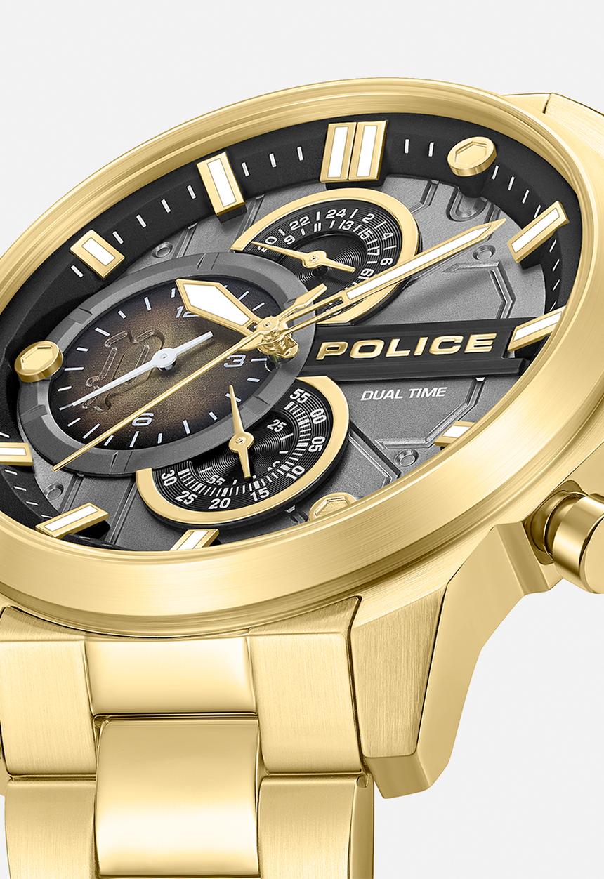 Police - IP Gold Case Black Dial IP Gold Bracelet Strap - Gold