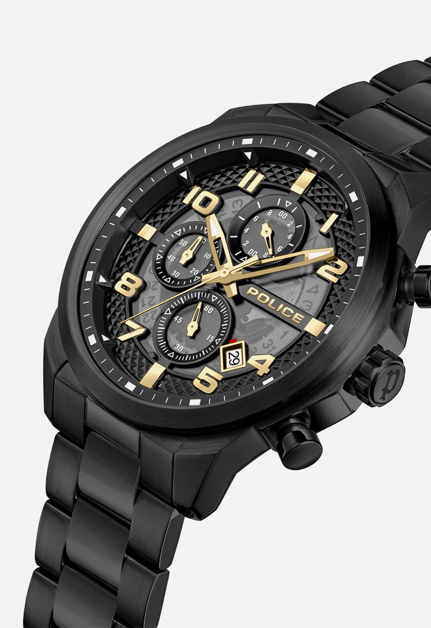 Police - IP Case Black Dial IP Black SS Bracelet Strap - Black
