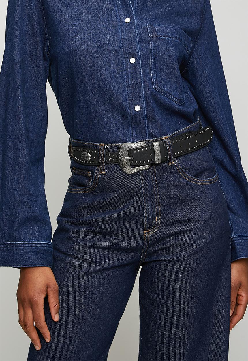 Tessa Design - Liana Classic Slim Belt With Silver Buckle- Black