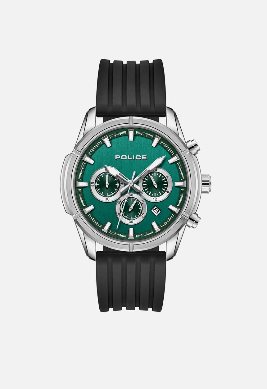 Police - Steel Case Green Dial Black Silicone Strap - Green